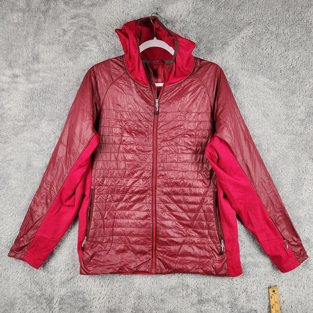 Cabelas XPG Jacket Womens Large Red PrimaLoft Hooded Quilted Insulated Puffer